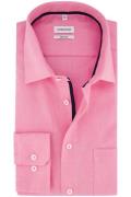Seidensticker casual overhemd normale fit roze effen katoen met borstz...