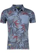 Camel Active polo blauw planten print katoen wijde fit