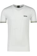 Hugo Boss t-shirt wit effen ronde hals normale fit polyester