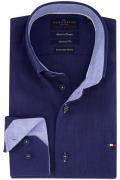 Portofino casual overhemd normale fit donkerblauw effen linnen mouwlen...