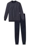 Schiesser herenpyjama donkerblauw motief