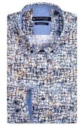 Giordano casual overhemd wijde fit blauw geprint 100% katoen
