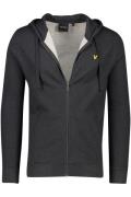 Donkergrijs effen Lyle & Scott vest ronde hals katoen