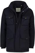 Gant halflange winterjas donkerblauw effen rits + knoop normale fit