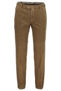 Pantalon Meyer Bonn flatfront ribstof bruin