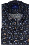 Eden Valley casual overhemd donkerblauw geprint wijde fit katoen