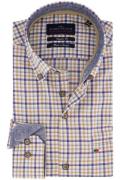 Portofino casual overhemd wijde fit blauw geruit button-down katoen