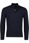 Hugo Boss Maretto trui opstaande kraag met rits donkerblauw effen kato...