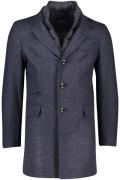 Portofino winterjas donkerblauw normale fit geruit rits + knoop