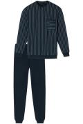 Schiesser pyjama set donkerblauw gestreept katoen