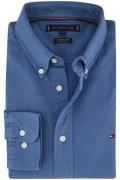 Tommy Hilfiger casual overhemd blauw effen katoen normale fit