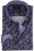 Overhemd Portofino blauwe print Regular Fit katoen