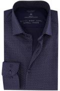 Overhemd Olymp slim fit donkerblauw geprint katoen