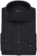 Zwart Desoto business overhemd effen katoen slim fit