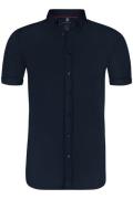 Desoto overhemd korte mouw navy effen katoen slim fit