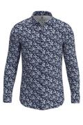 Desoto donkerblauw geprint overhemd slim fit