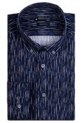 Giordano casual overhemd wijde fit donkerblauw geprint 100% katoen