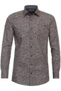 Overhemd Casa Moda casual normale fit rood geprint katoen