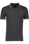 Fred Perry polo normale fit grijs effen met details katoen