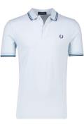 Fred Perry polo normale fit lichtblauw effen katoen met blauwe details