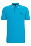 Boss green katoenen polo normale fit blauw