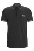 Boss green katoenen polo slim fit zwart