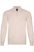 wollen Cavallaro trui half zip effen beige