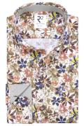 R2 casual overhemd slim fit bruine bloemenprint katoen