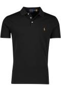 Polo Ralph Lauren polo zwart custom slim fit katoen 3-knoops