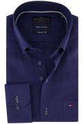 Portofino casual overhemd wijde fit donkerblauw effen linnen button-do...
