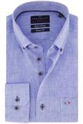 Portofino casual overhemd wijde fit lichtblauw gemêleerd linnen lange ...