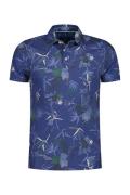 katoenen New Zealand polo normale fit donkerblauw geprint