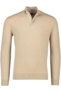 Portofino trui half zip beige effen