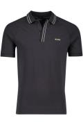 Boss 2-knoops Paule polo slim fit stretch katoen donkergrijs