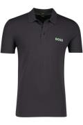 Donkergrijs Hugo Boss polo Paule slim fit katoen korte mouw