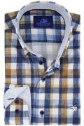 Eden Valley casual overhemd wijde fit blauw wit geruit katoen Regular ...