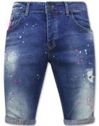 Local Fanatic Korte broek met verfspatten slim fit 1036