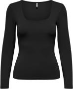 Only Onlea l/s 2-way deep neck top jrs noos black