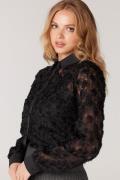 Juffrouw Jansen 3dl102 3dlace top with long sleeves black