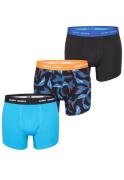 Happy Shorts Heren boxershorts trunks bladeren blauw/zwart 3-pack