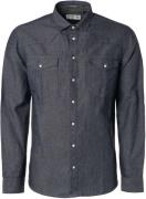 No Excess Overhemd lange mouw linnen denim look indigo