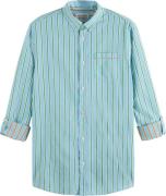 Scotch & Soda Dobby stripe roll up sleeves blue stripe