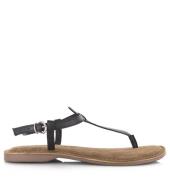 Lazamani T-strap leren teensandalen platte sandalen dames