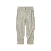 Summum Loose fit pants metallic leaf stretch twill ecru dessin