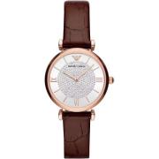 Emporio Armani Staal / leren quartz horloge dames