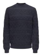 Only & Sons Onswade reg 5 struc crew neck knit navy