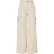 Urban Classics Dames twill hoge taille wijde pijpen cargo broek