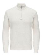 Only & Sons onstegan reg 5 wool half zip knit b 22027686 cloud dancer