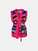 Mucho Gusto Gilet teddy roze omkeerbare riem print