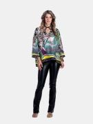 Mucho Gusto Tunic seta met zwart-wit 'thank you for the music' print